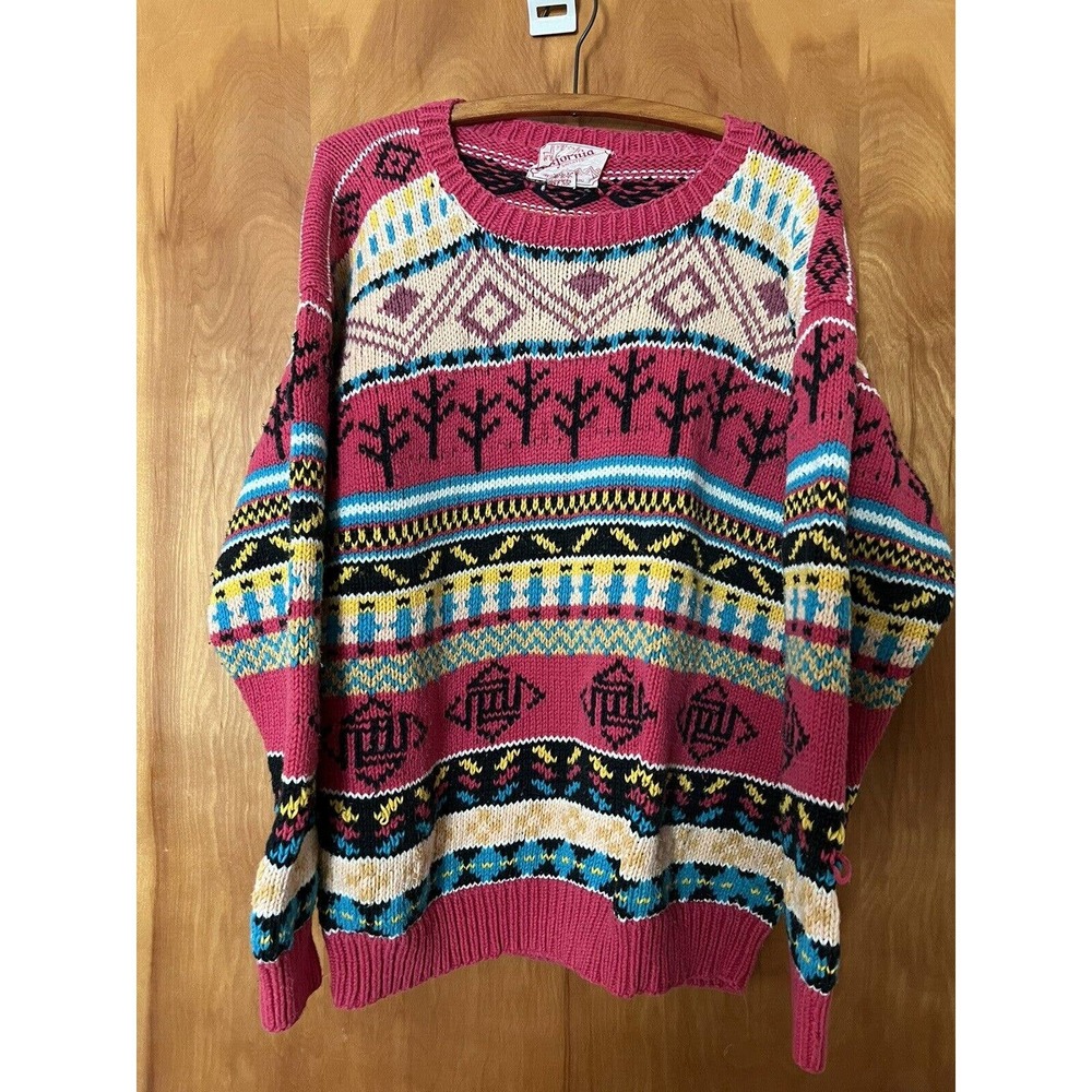 VTG California Brand Pullover Sweater Made In Peru Mens/Womens Bright Colors